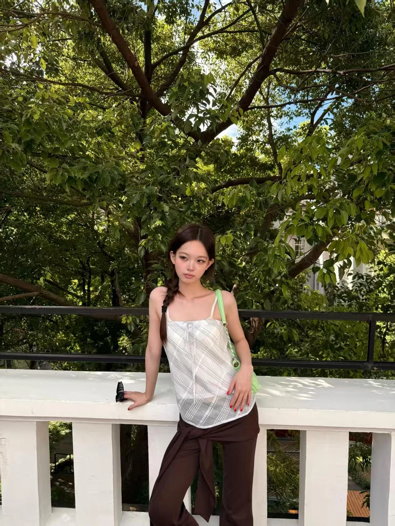 2025夏季新款美式辣妹抹胸背心一字肩系带修身显瘦上衣百搭休闲裤