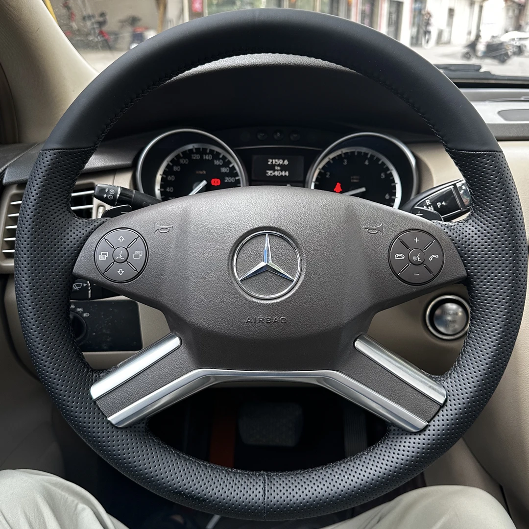 适用老款奔驰R300，R350专车专用手缝全包把套抗菌纳帕皮方向盘套