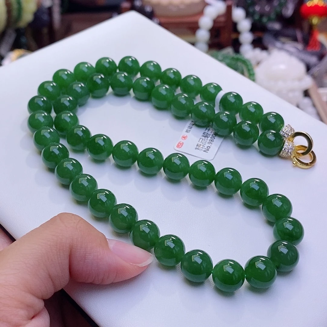 和田玉未镶嵌颈饰毕业级老坑料七号矿碧玉妈妈链10m