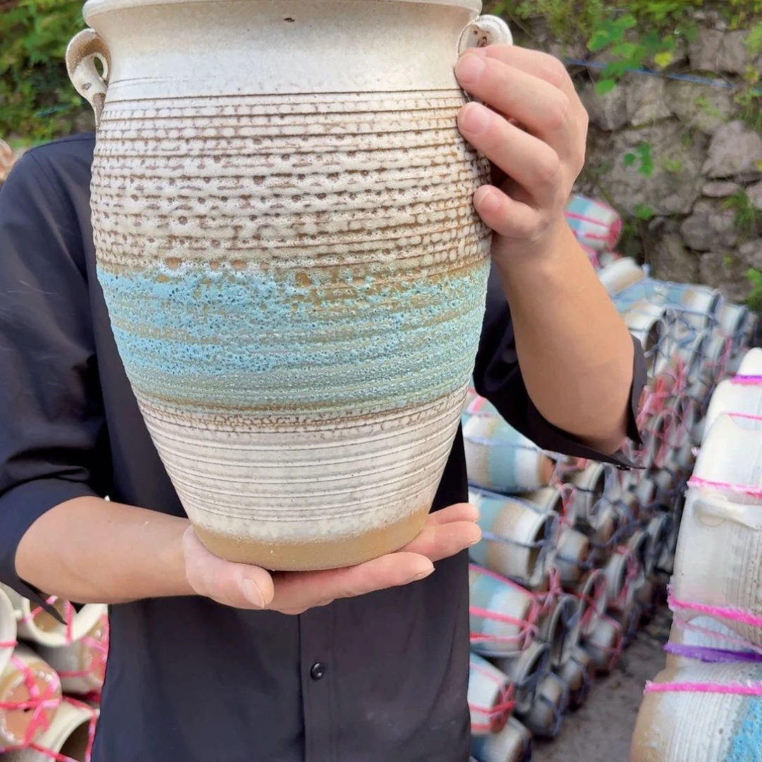 紫砂花盆口20高28.5（一个三色泡泡