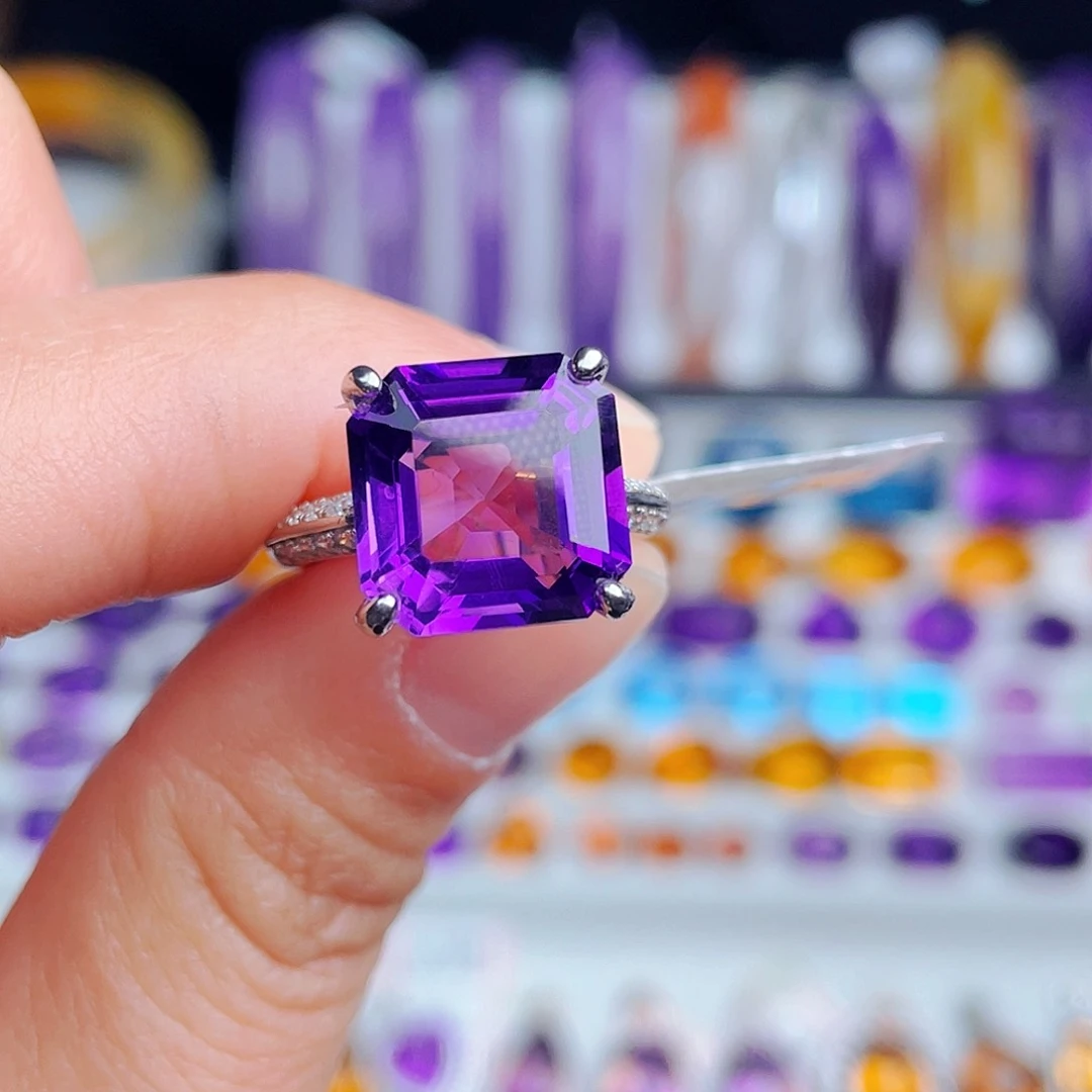银S925镶嵌戒指紫晶天然保真