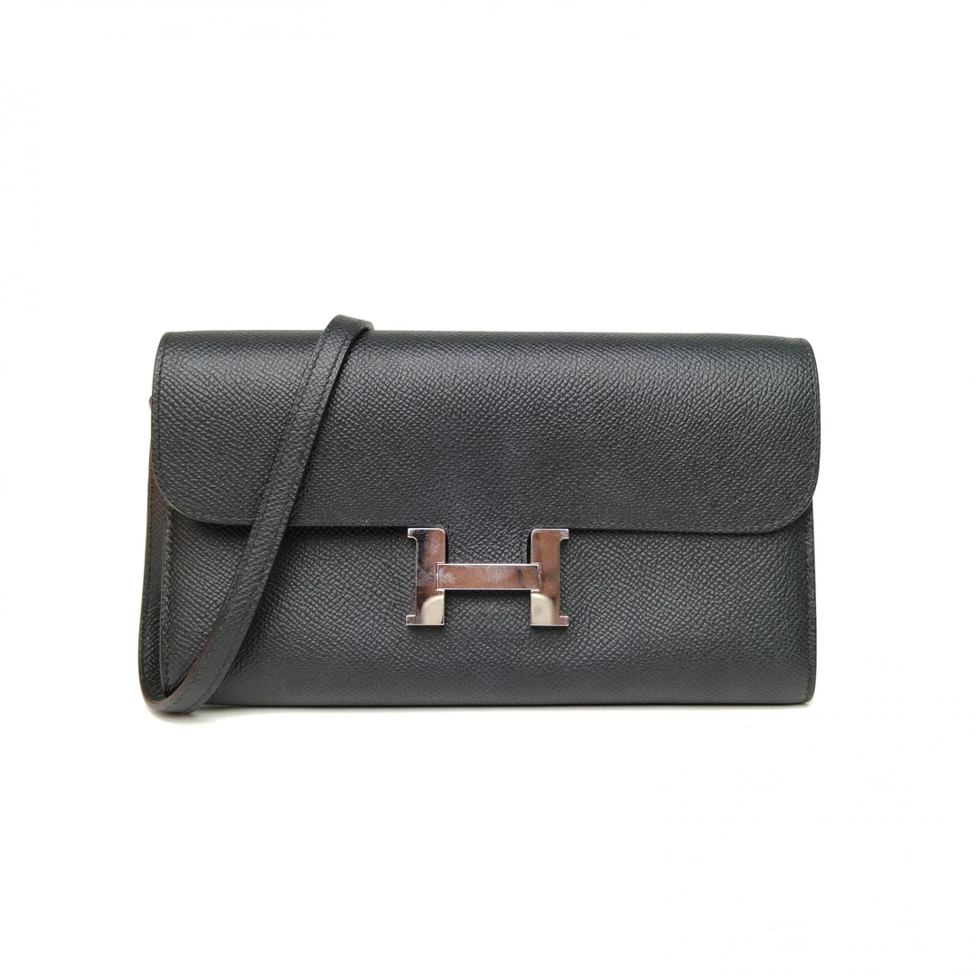 95新 Hermes/爱马仕 小花6欢 康康 To Go 黑色 Ep皮 W刻 银扣