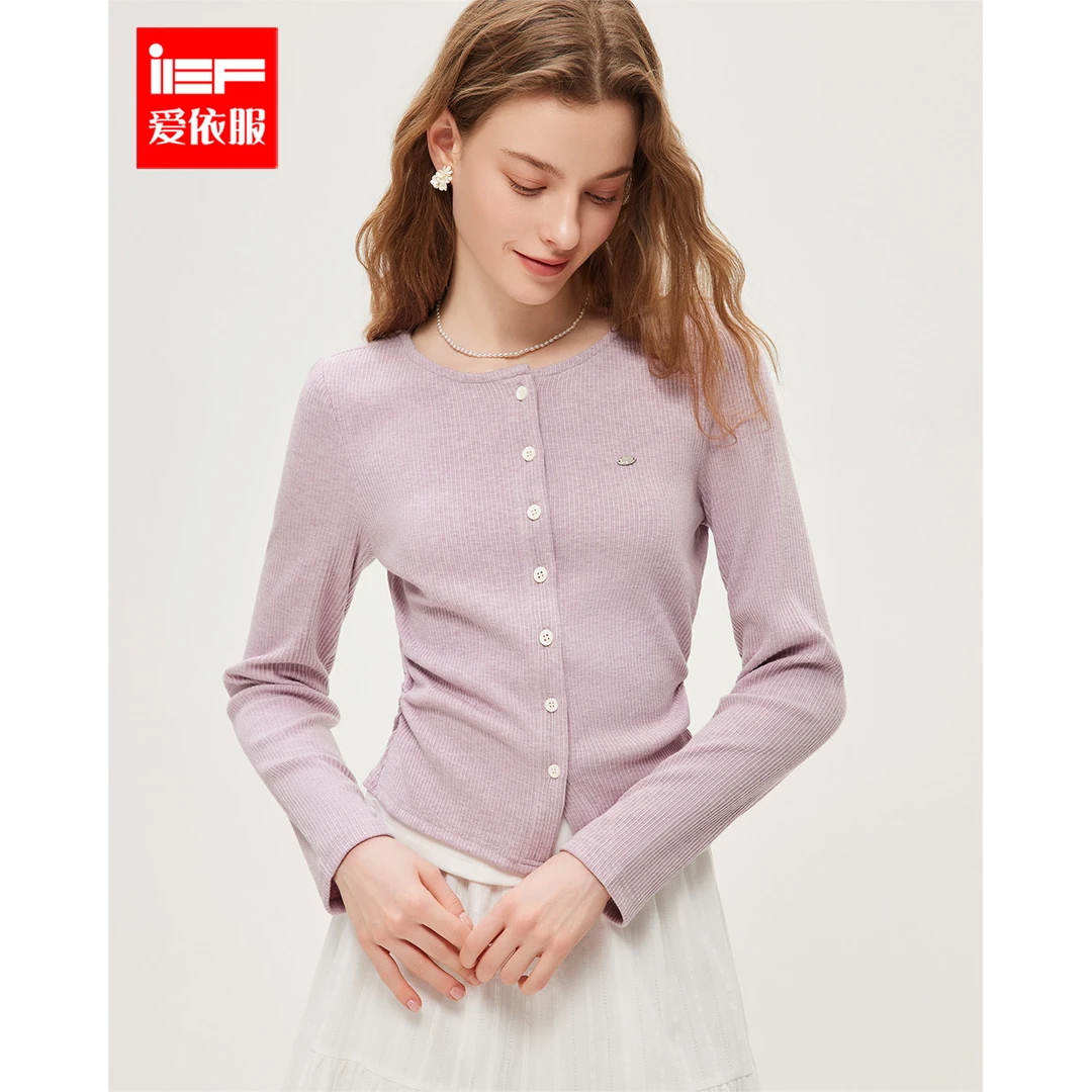 IEF/爱依服2025春季新款时尚气质显瘦假两件针织上衣欧若风小香风