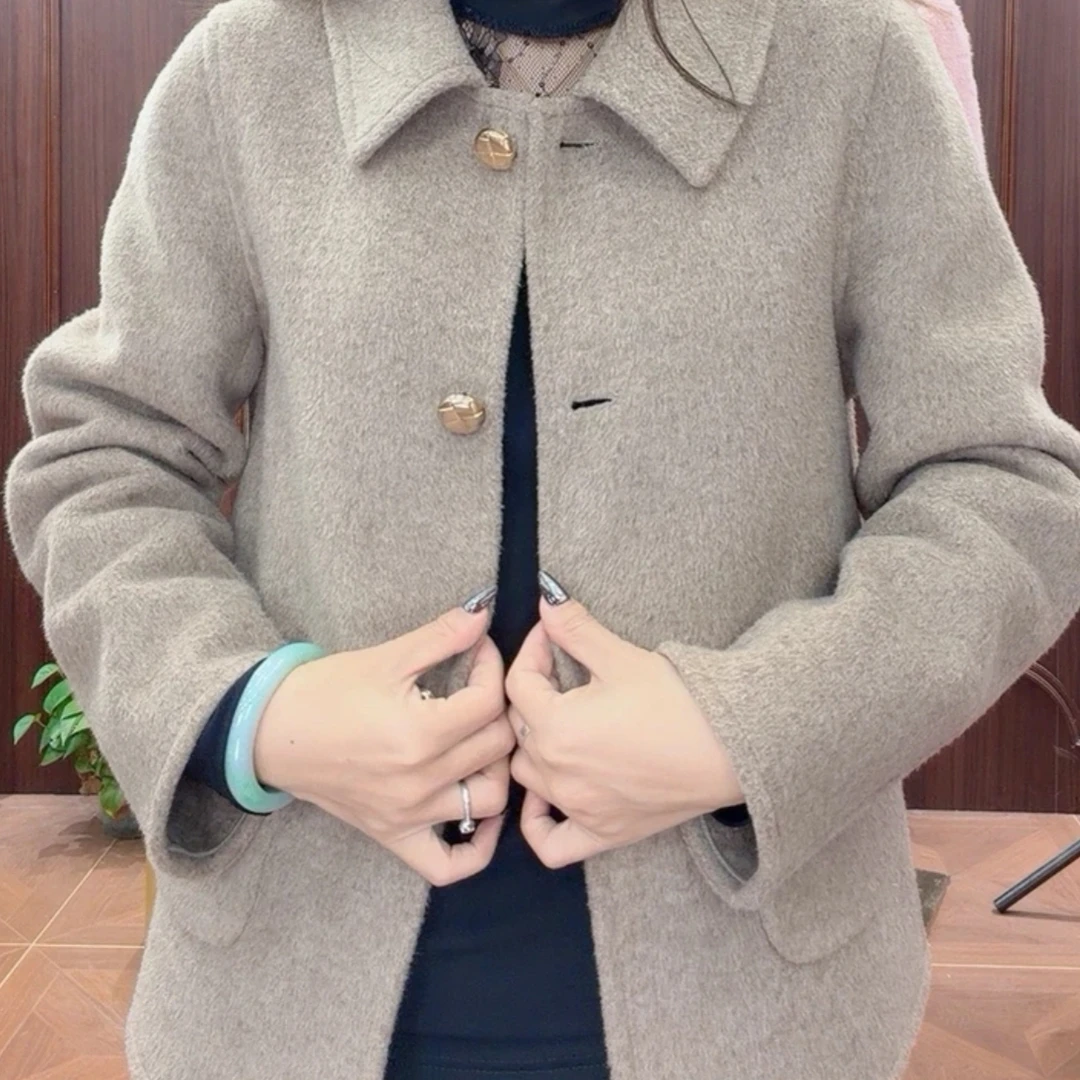 秋冬羊毛新款韩版短款双面外套女士百搭显瘦气质大衣