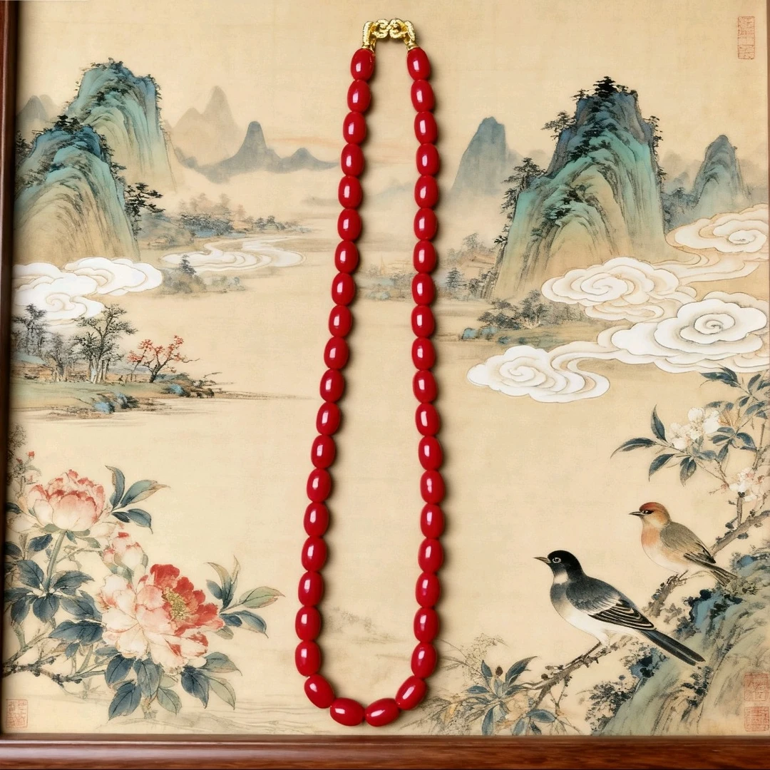 422精品红色10mm桶珠妈妈链毛衣链
