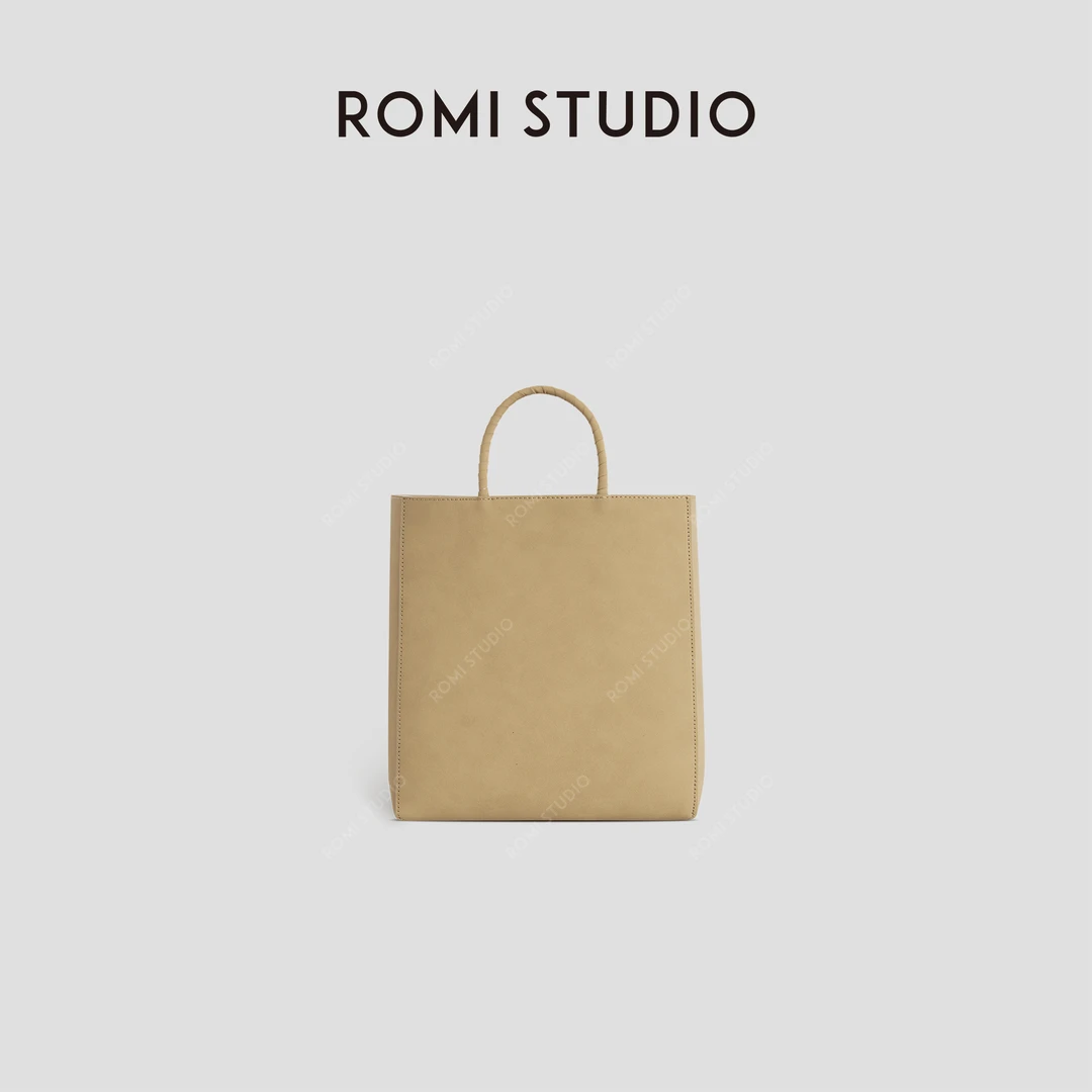 ROMI STUDIO 首饰袋 100磨砂牛皮革复古方形托特手提包RWCAP34635