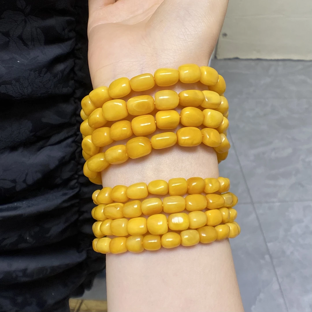 『顺亿天然蜜蜡』鸡油黄随形手串（多样性发一）精致女款