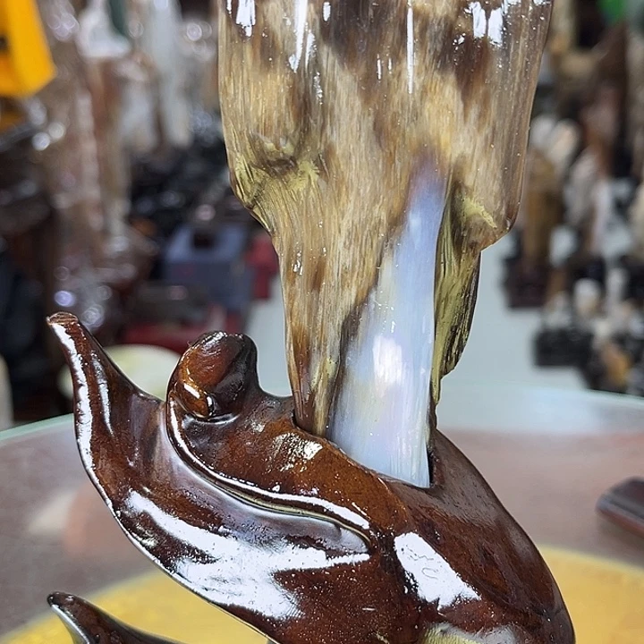 缅甸天然树化玉摆件