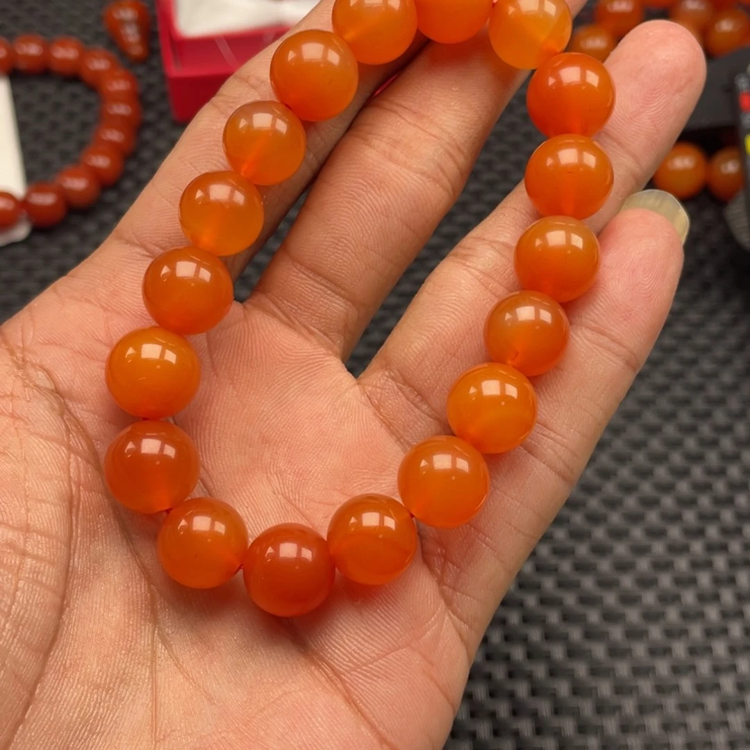 南红玛瑙未镶嵌樱桃红手链卡11+