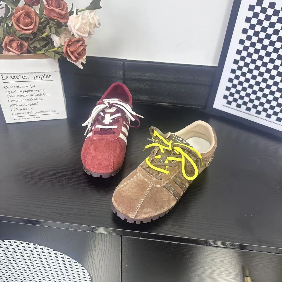 春季上新时尚百搭休闲德训女鞋气质软底双鞋带设计冷粘工艺3108