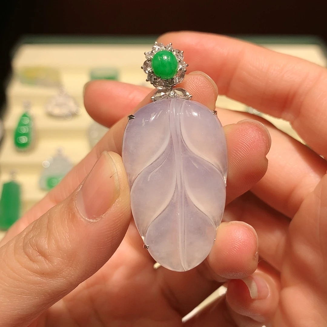 【闪购商品】翡翠颈饰18K金镶嵌缅甸a货翡翠