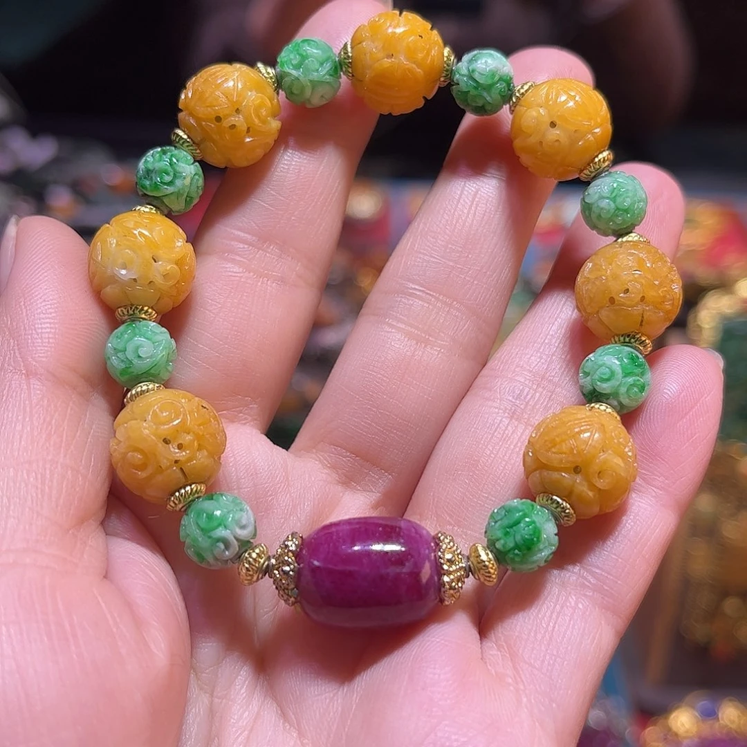 翡翠未镶嵌手链翡翠红宝石手链