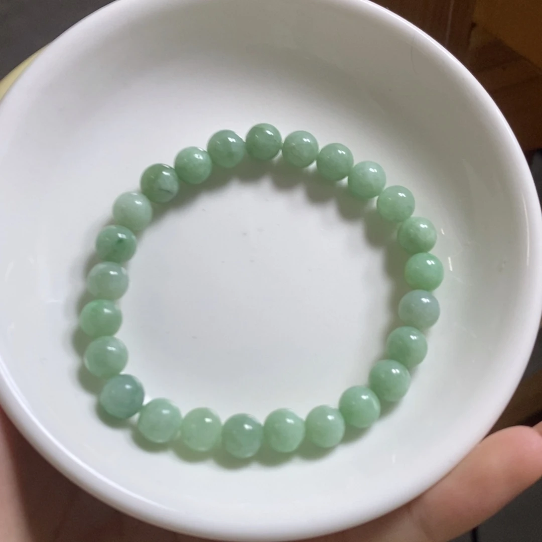 翡翠未镶嵌手链果绿卡7