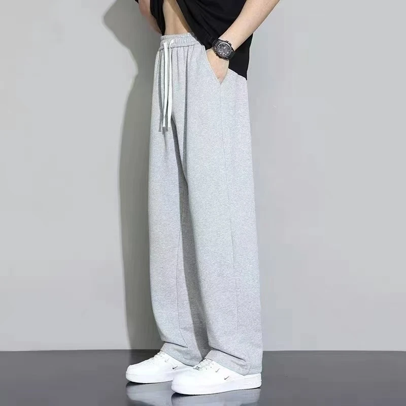 春秋新款男女同款高腰阔腿运动裤女显瘦时尚休闲直筒卫裤