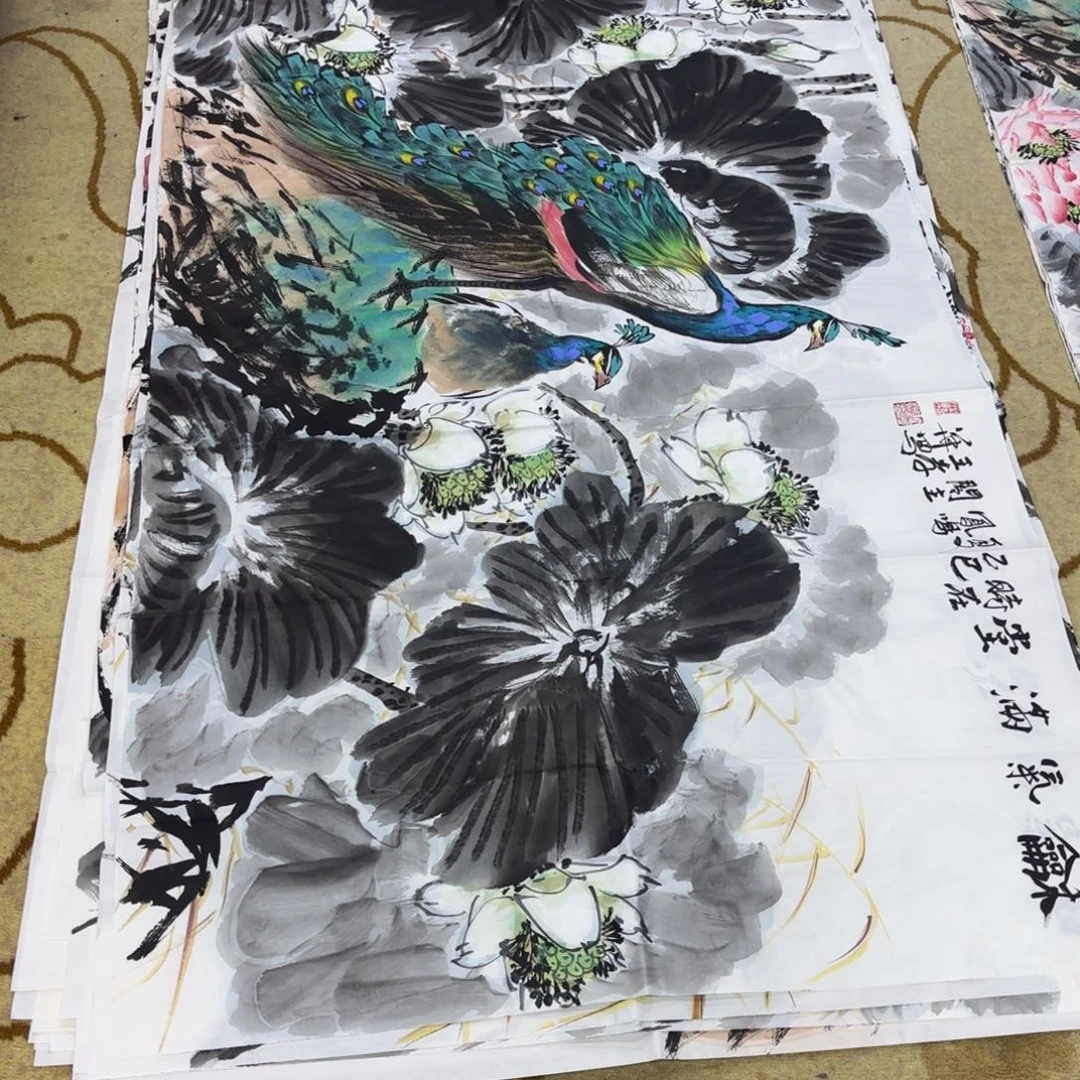 国画王孝华六尺花鸟童