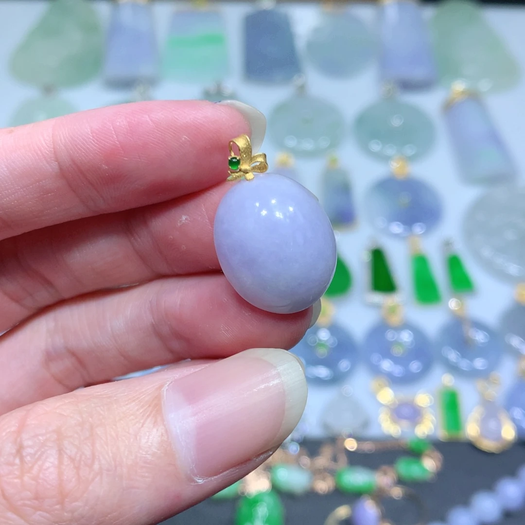 翡翠吊坠(不含链)18K金镶嵌