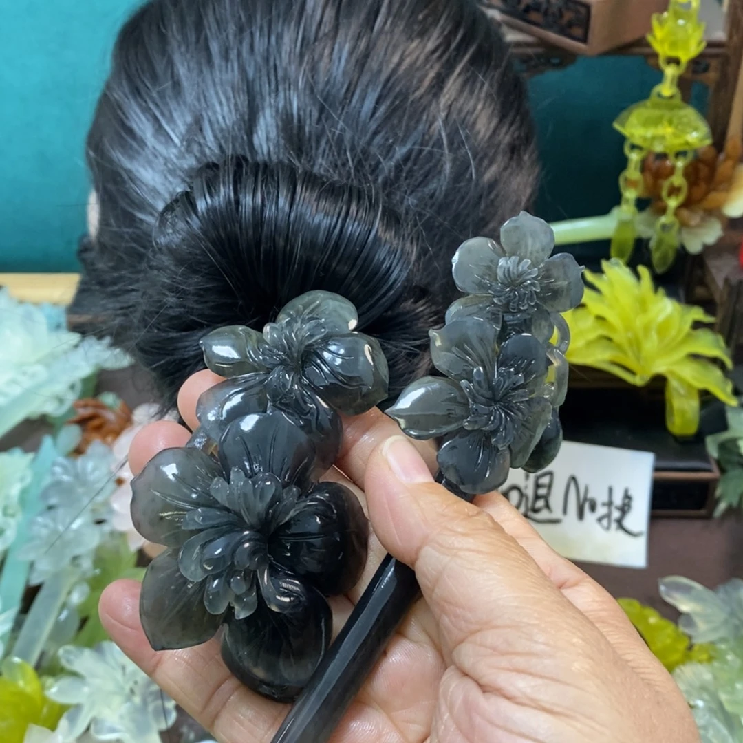 蛇纹石玉未镶嵌发饰