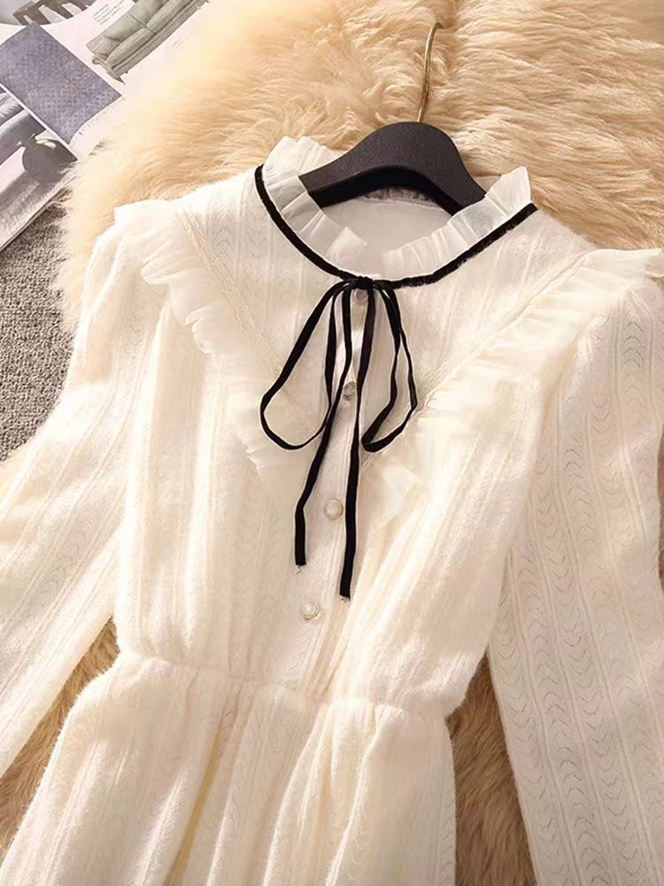 （01-50）碎花连衣裙气质长款A字裙收腰修身小个子连衣裙