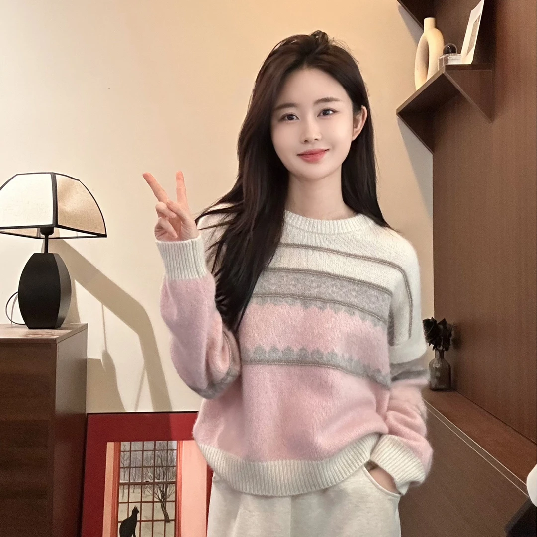 【Niche Young】时尚宽松慵懒风韩版套头针织毛衣Y5511