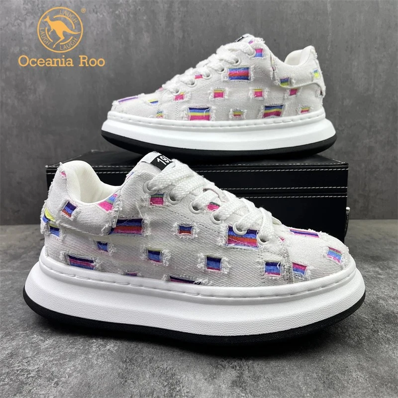 男鞋2025夏季新款小白鞋透气百搭休闲鞋厚底增高潮牌平底舒适板鞋