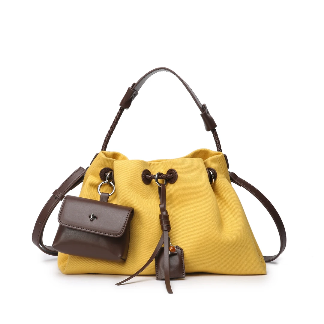 小众简约ins风手提单肩女包1901-1樱草黄