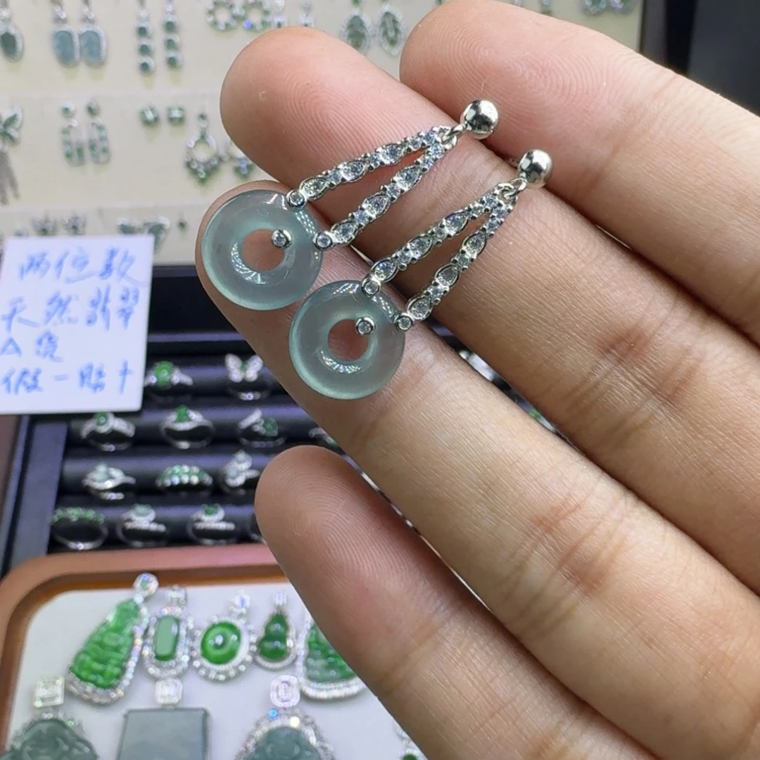 诓***诓翡翠银S925镶嵌耳饰212