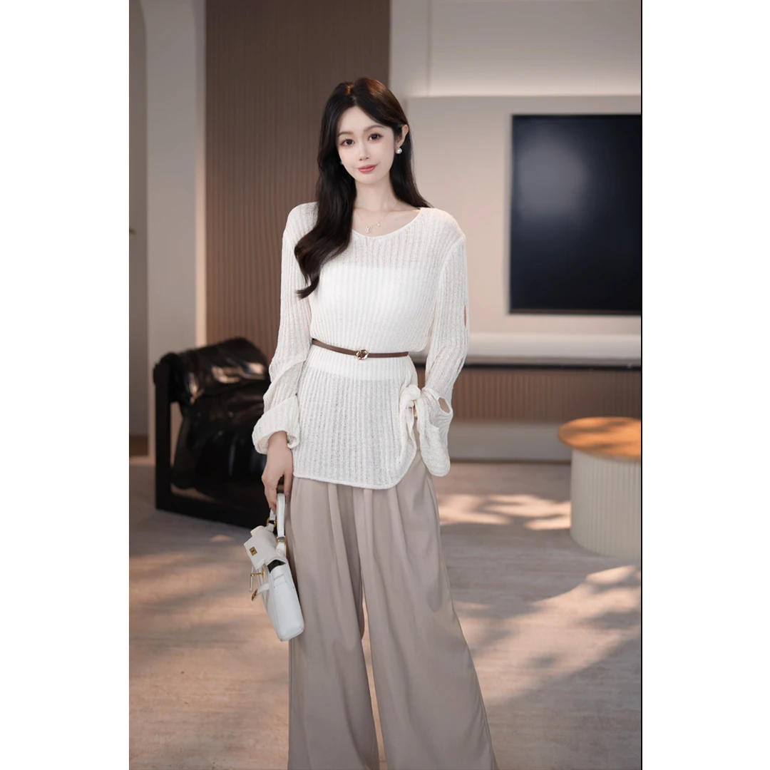 FELTICS&LIIXU法式镂空针织衫女高级感穿搭罩衫叠穿美背FL51TZ199