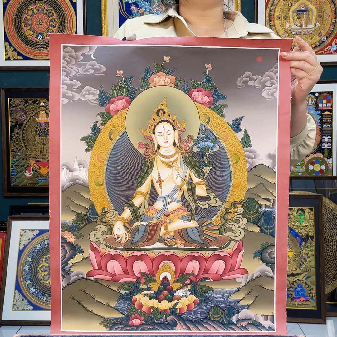卷轴画手绘唐卡 白度