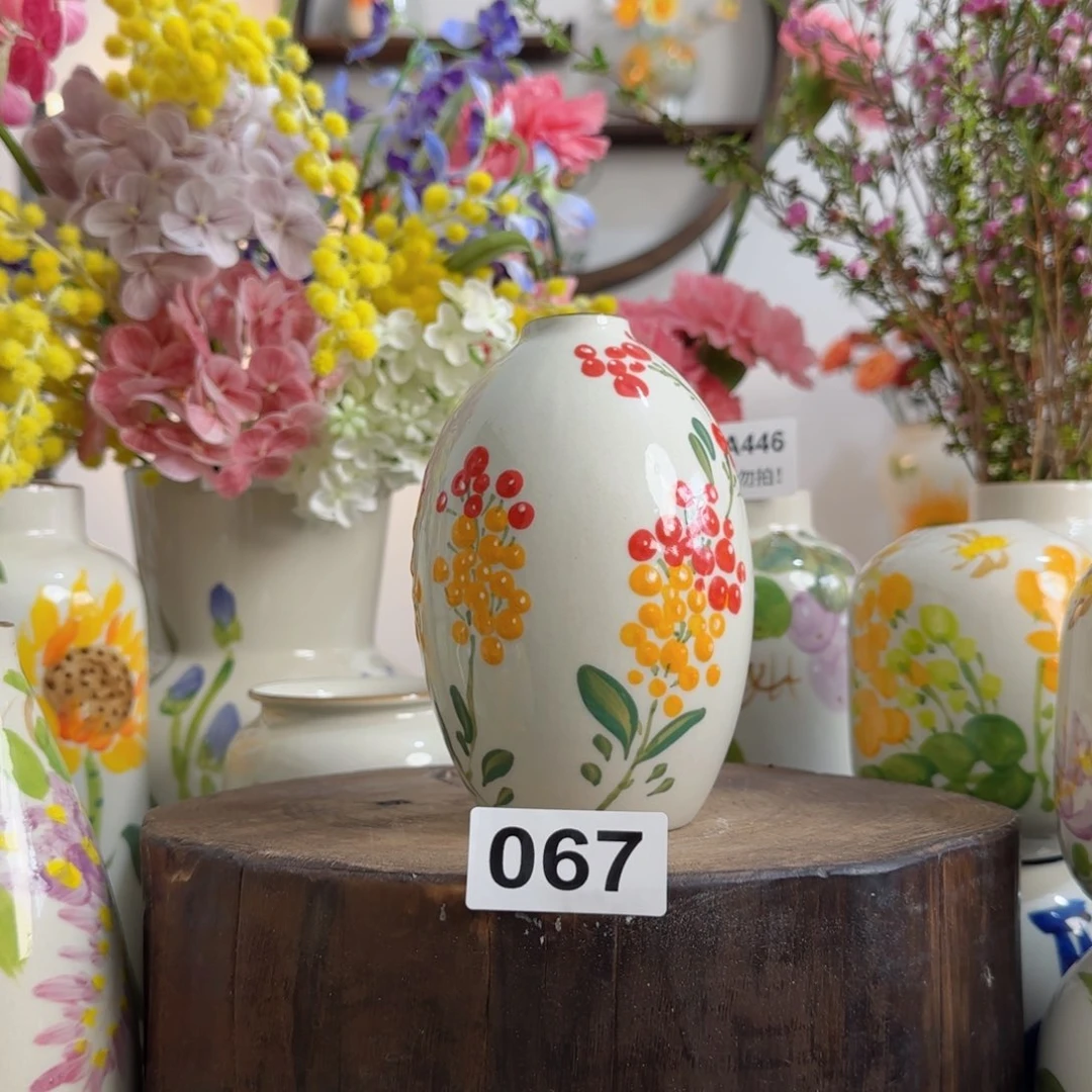 摆件景德镇陶瓷手绘小花瓶摆件无孔