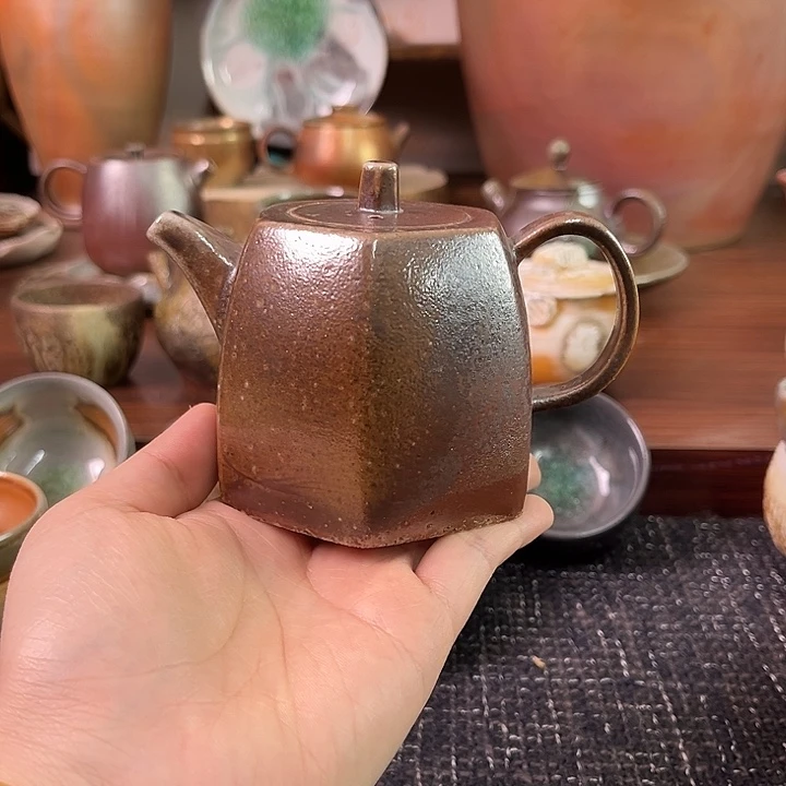 柴烧精品六方壶200毫升