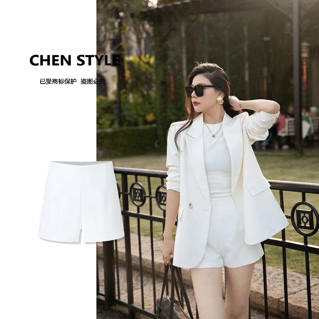 楚楚君~【经典热裤】K79658春款高腰弹力时尚气质净版西装短裤