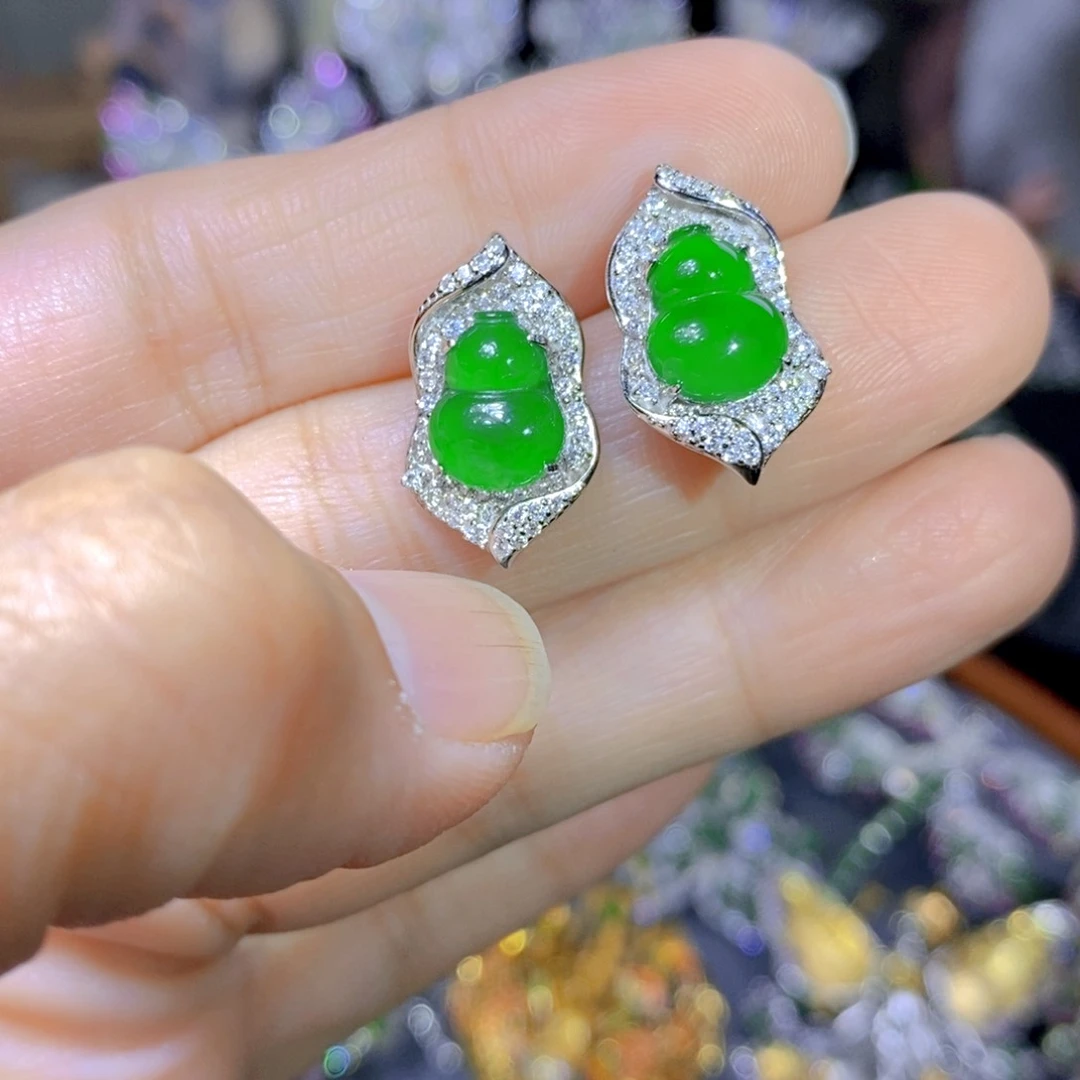 翡翠戒指银S925镶嵌天然翡翠