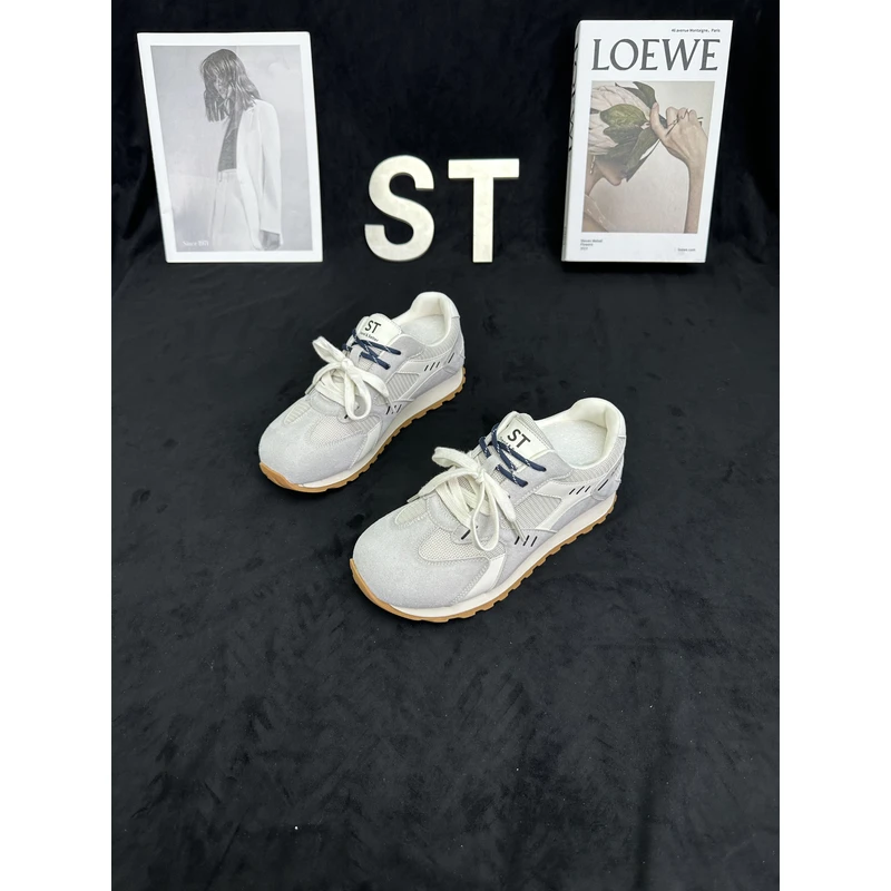 ST/ST【蓝菊】新款2025网面透气厚底防滑板鞋运动德训鞋  254771