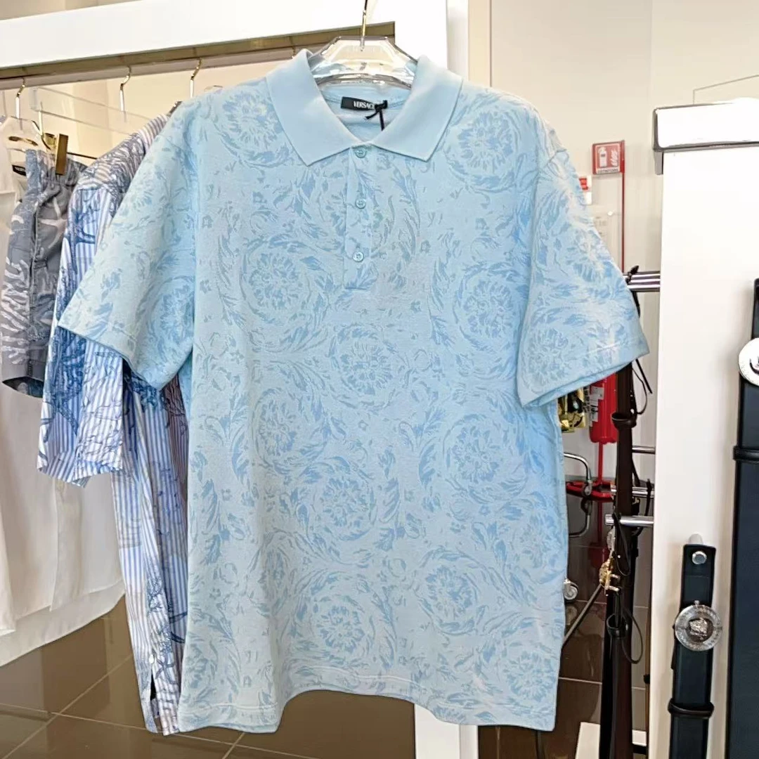 全新未使用 VERSACE/范思哲 男士巴洛克印花短袖polo