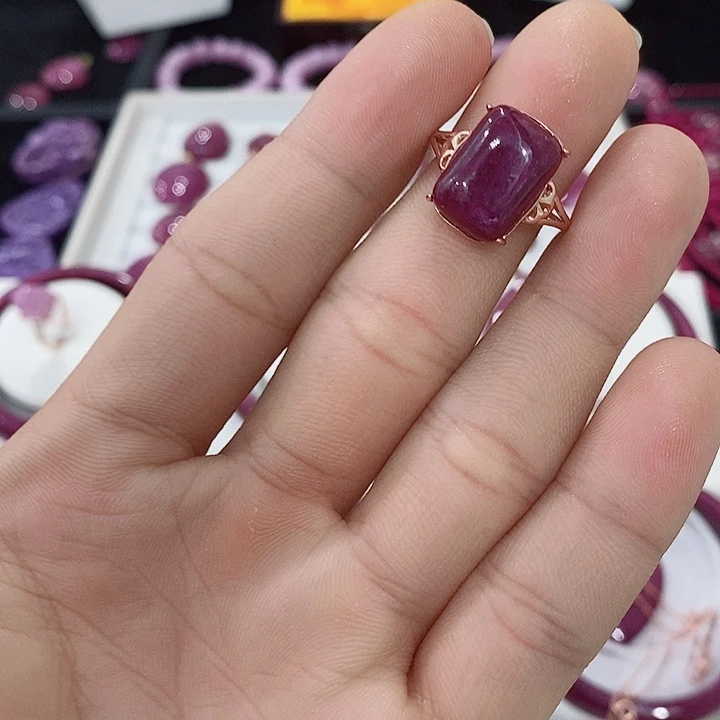 红宝石戒指银S925镶嵌