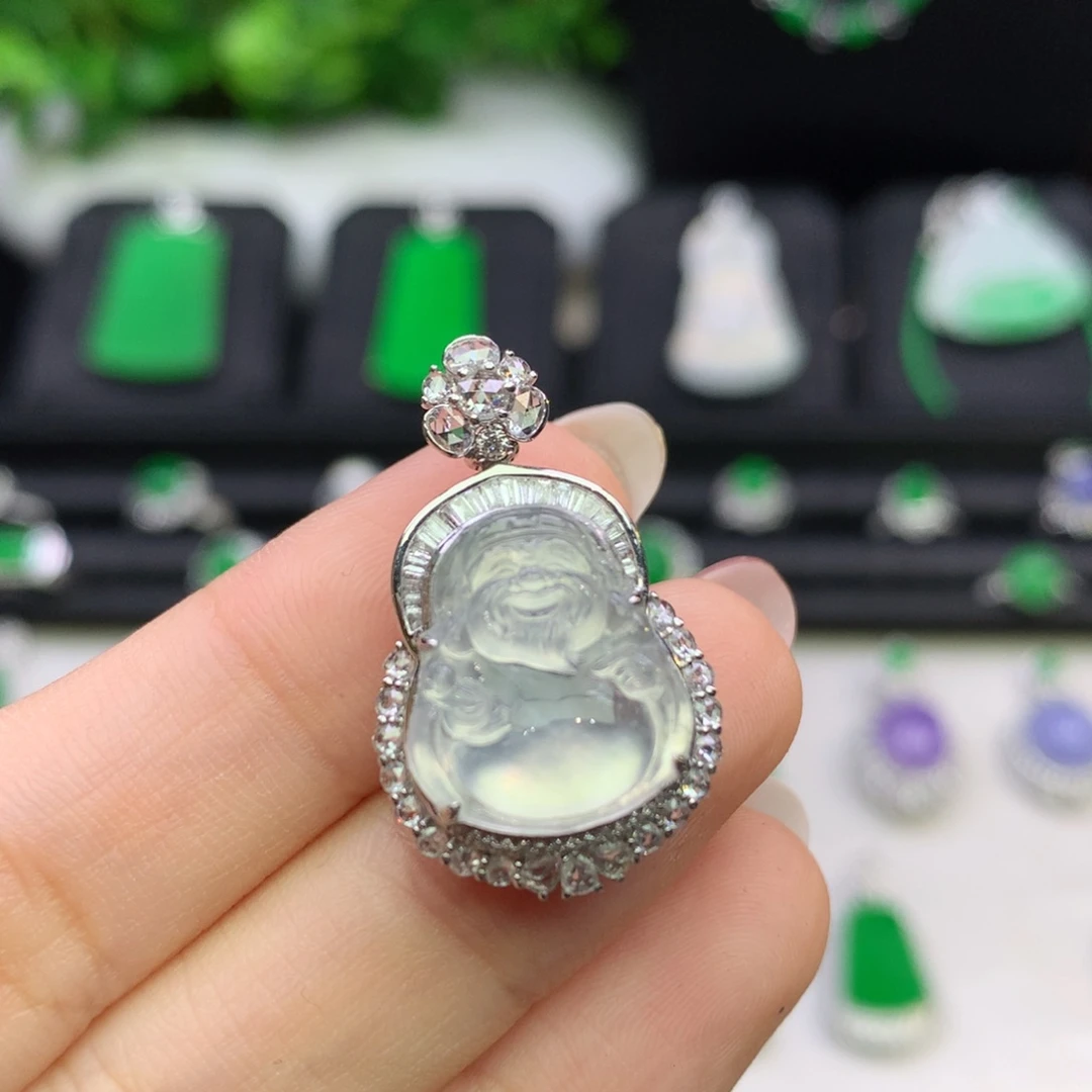 G***e翡翠18K金镶嵌吊坠(不含链)