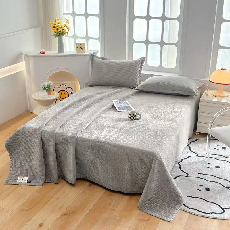 【韩系】纯色高温双面夹棉兔兔绒简约亲肤 轻奢 绗缝床盖三件套