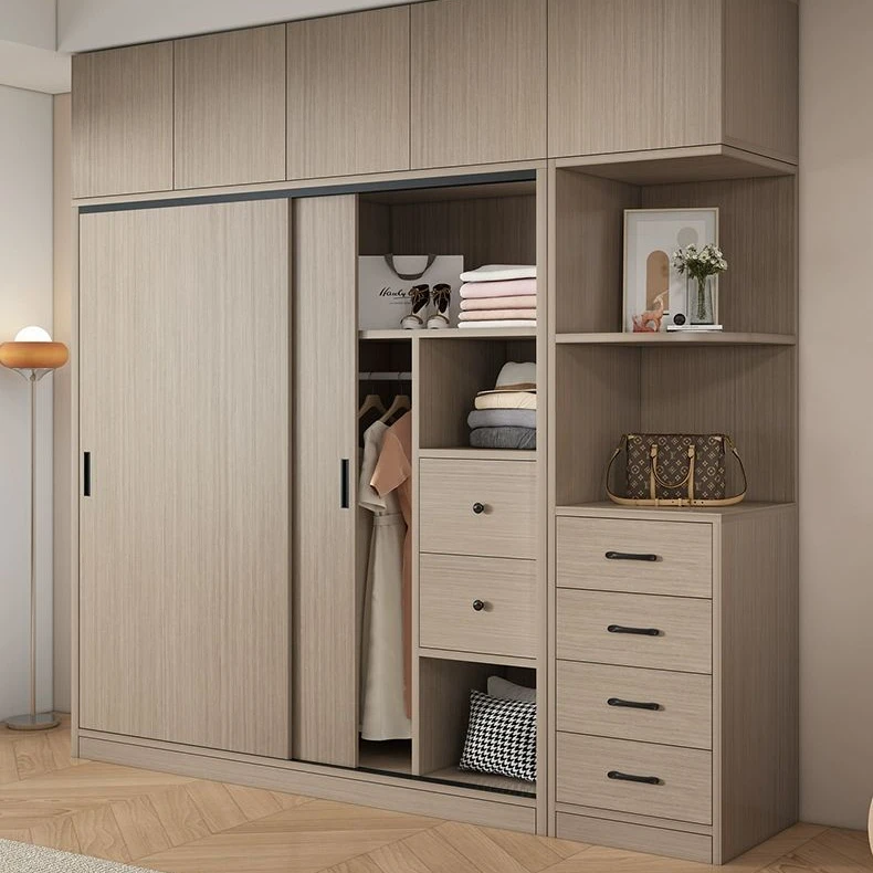 2025款衣柜全实木衣柜家用卧室推拉门主卧灰色出租房杉木衣橱移门