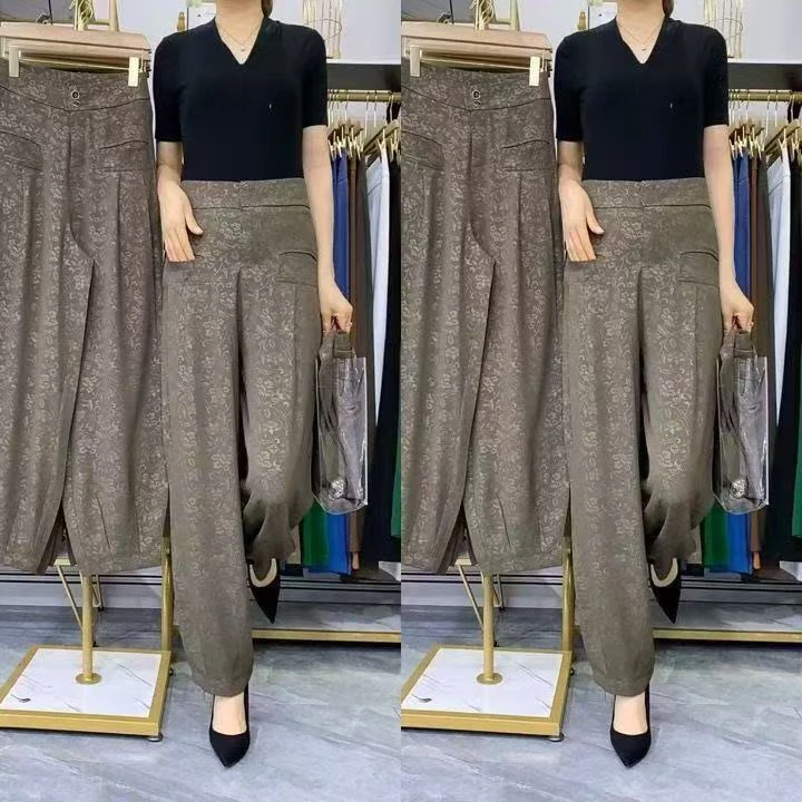 （BB26）2025夏季薄款灯笼裤女提花哈伦裤新阔腿宽松显瘦