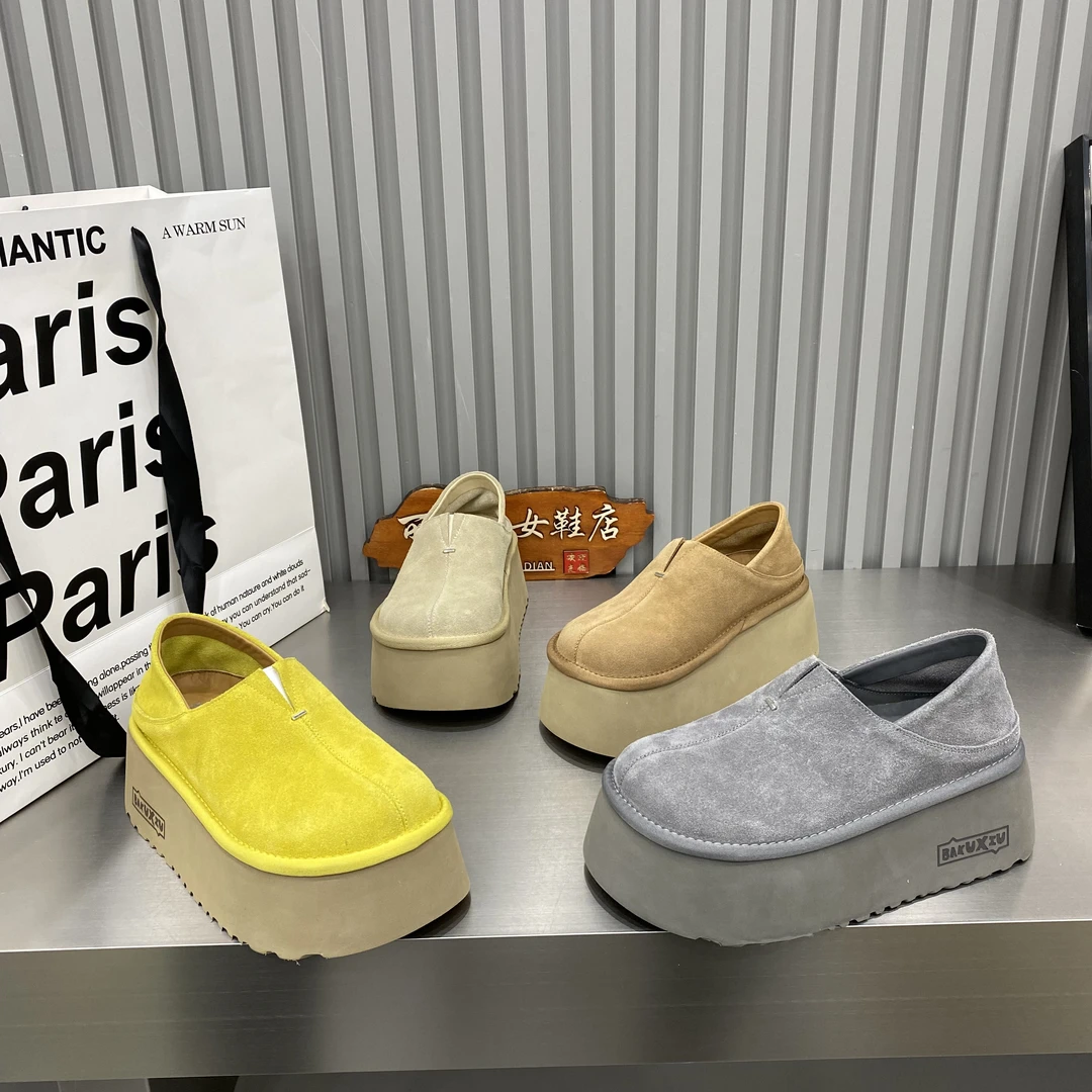 欧货增高勃肯鞋女2025新款两穿鞋子复古松糕鞋休闲百搭豆豆乐福鞋