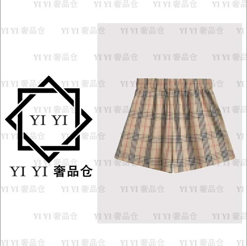 【YI YI/周一一奢品】68059#卡其格子短裤2025百搭时尚设计感短裤