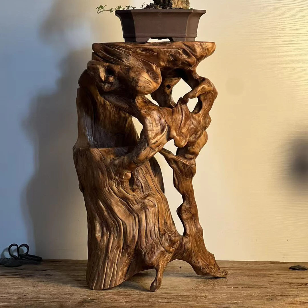 根雕根艺自然随形株木花架适合客厅摆放老槐木