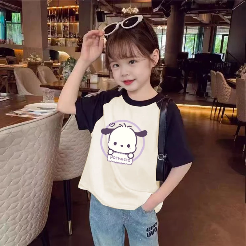 卡通纯棉短袖T恤夏季韩版女童半袖时尚洋气宽松宝宝正肩体恤衣服