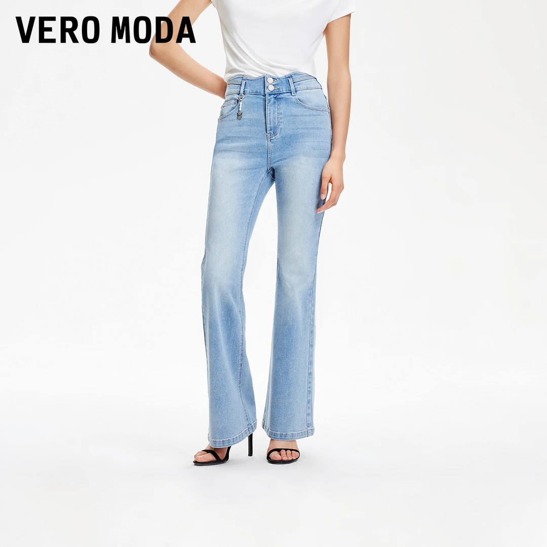 Vero Moda牛仔裤【蝴蝶海】2025夏日穿搭波浪腰头金属坠饰325132063