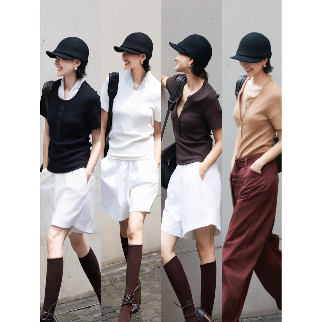 【一眼万年】竖条纹筋骨感T恤短袖上衣