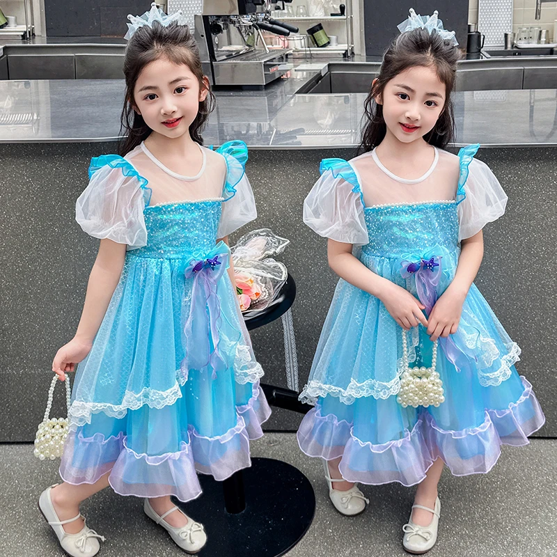 女童公主裙夏季新款六一演出服儿童走秀美人鱼公主裙（价格已开）