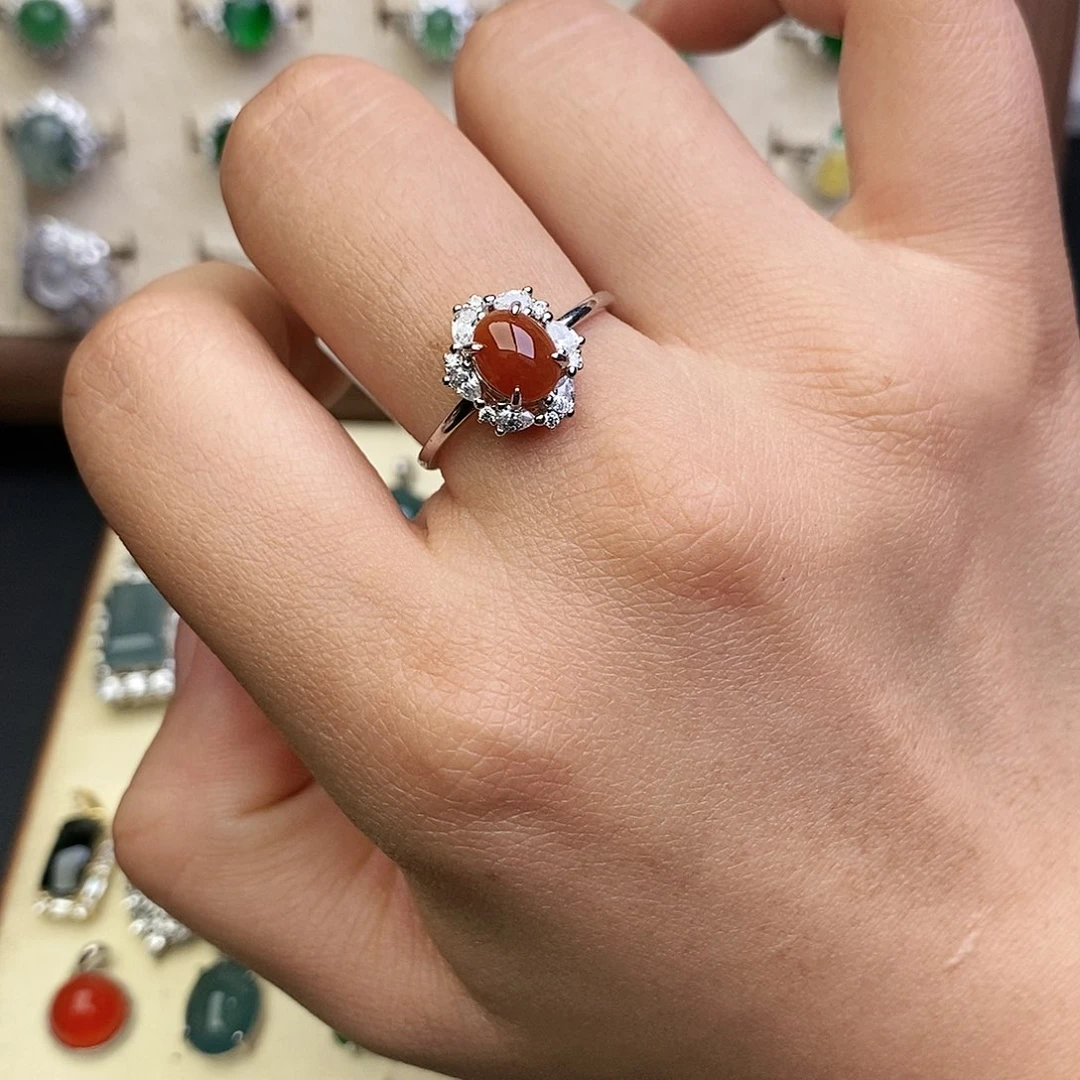 翡翠银S925镶嵌戒指