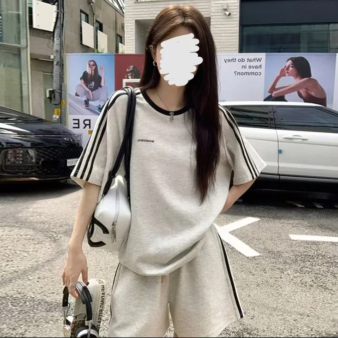 公主 休闲运动服套装夏学生宽松韩版时尚短袖t恤短裤两件套988126