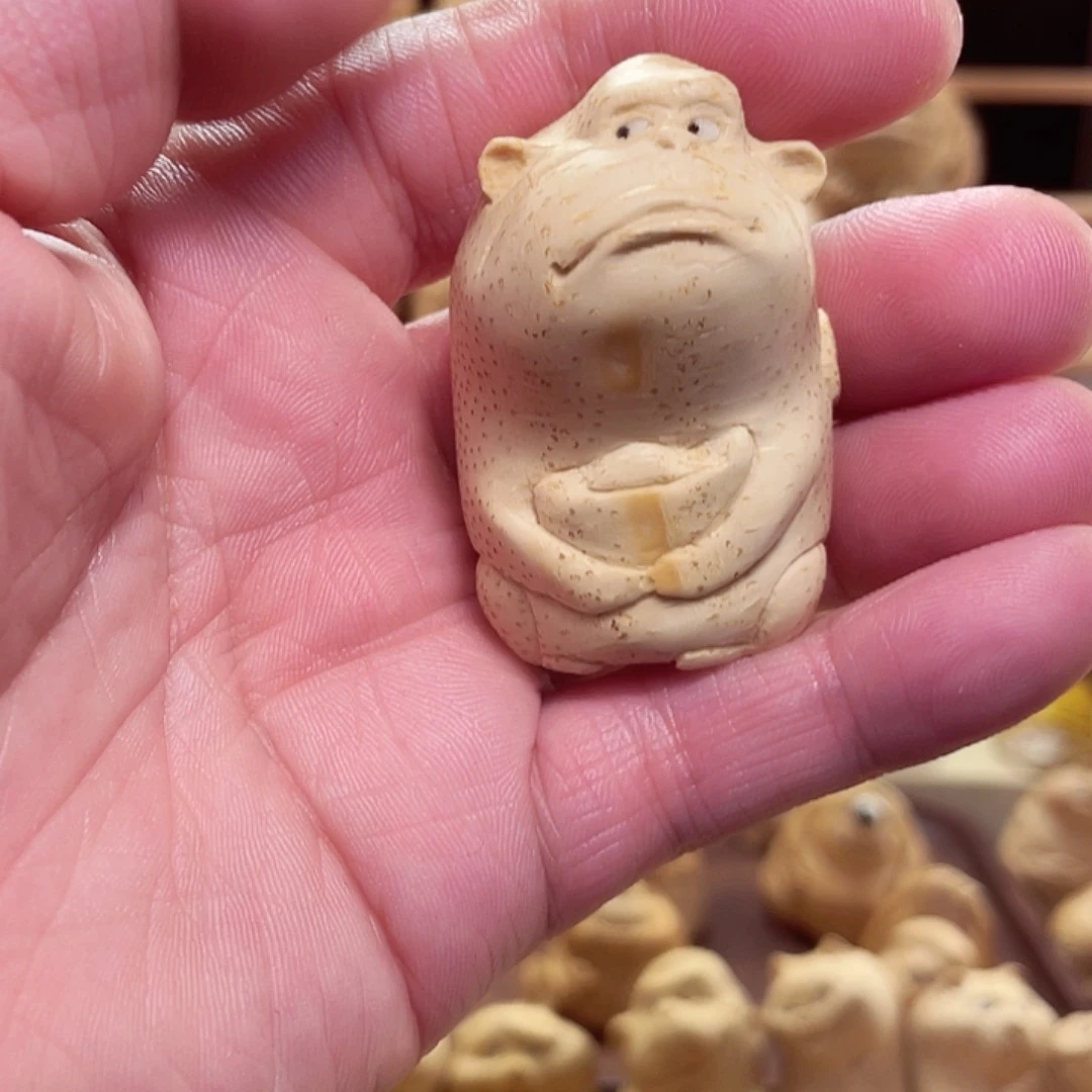 竹竹根雕猴子手把件