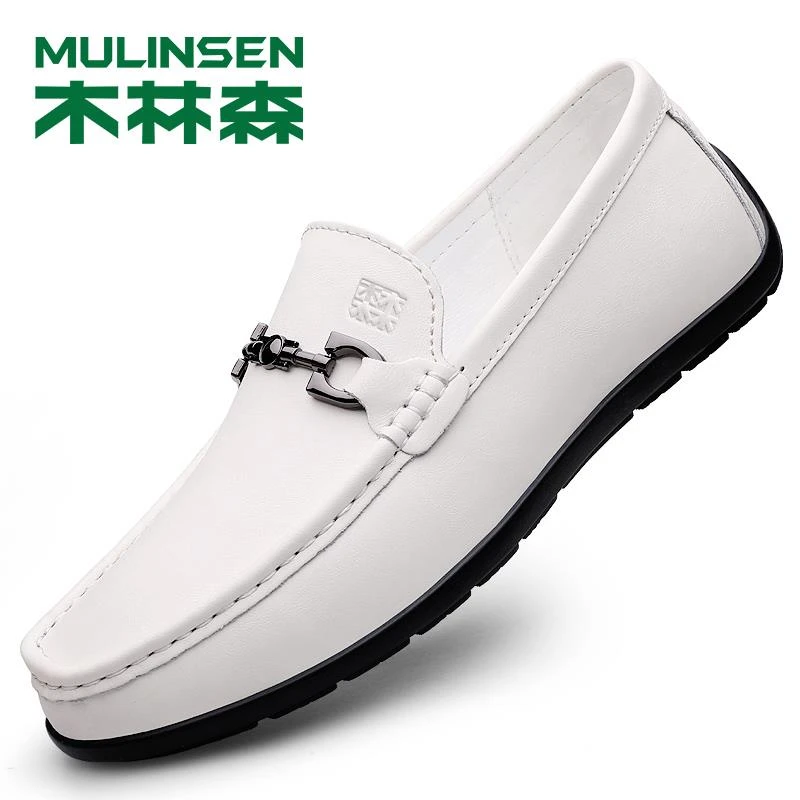 木林森男鞋2025新款真皮透气软皮软底豆豆鞋轻便时尚休闲皮鞋男款